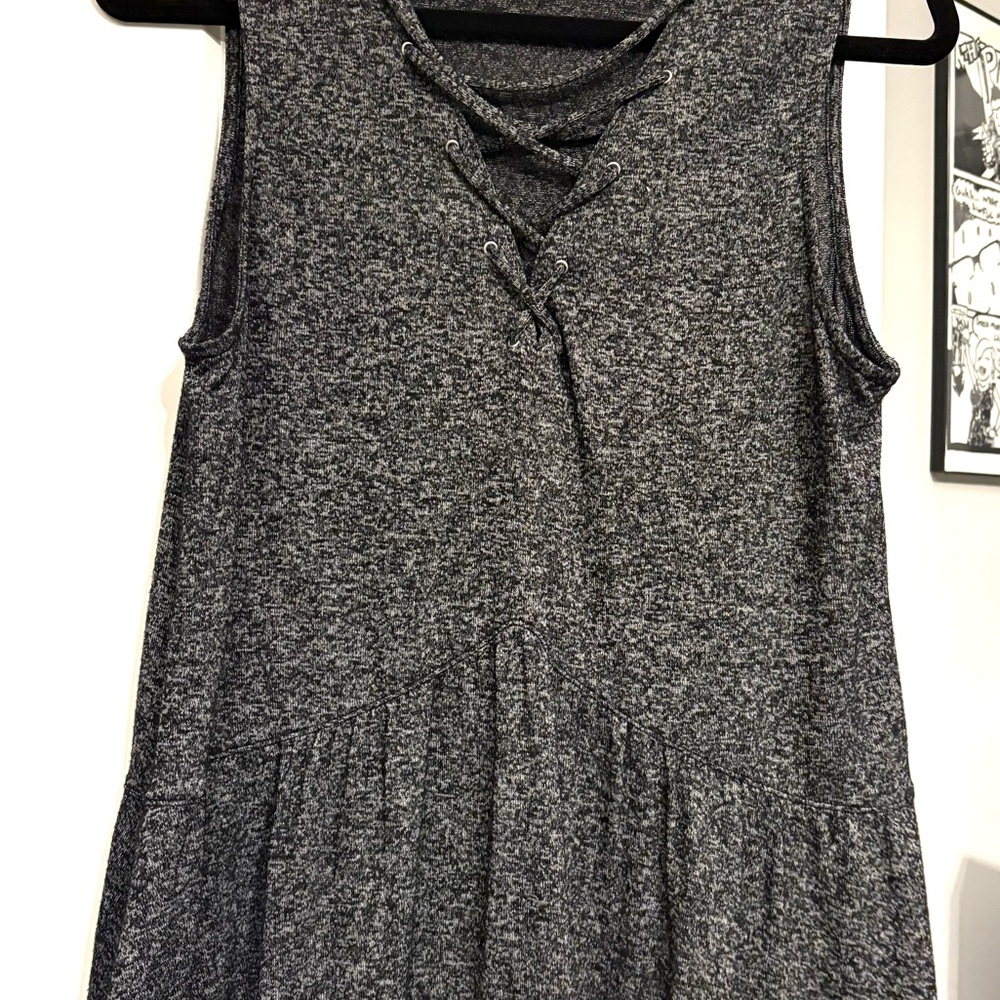 Express Charcoal Lace-Up Tank Top